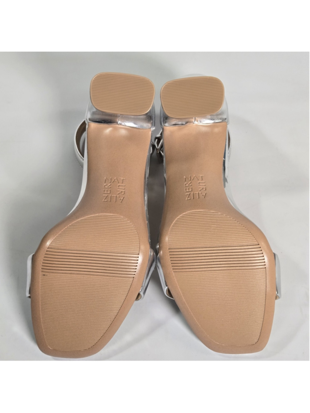 Naturalizer Joy Platform Sandals Silver Block Heel Comfort 6 Wide Wedding ($150) - Picture 9 of 11